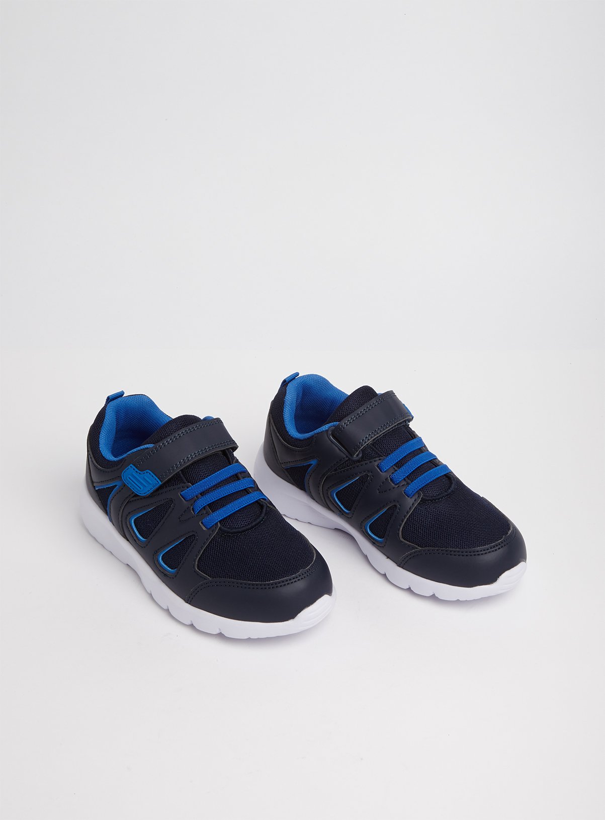 blue trainers with white soles